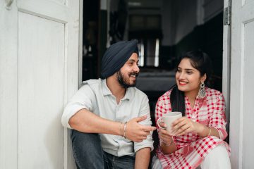 Sikh couple having a coffee